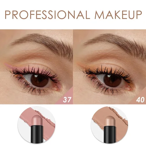 Miniatura 4 de FOCALLURE Sombra de ojos en barra de 2 piezas, lápiz de sombra de ojos iluminador, juegos de sombra de ojos iluminador con fórmula a prueba de Rosa