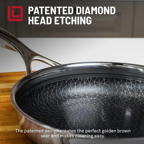 Miniatura 9 de LIVWELL DiamondClad - Sartén híbrida de 8 pulgadas, regalo de cocina, juego de utensilios de cocina antiadherentes de acero inoxidable con tapas