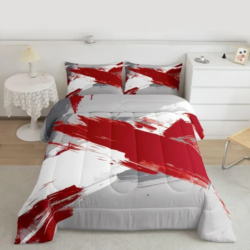 Miniatura 23 de jejeloiu Juego de edredón con patrón de corona, edredón estampado King y Queen para niños y adolescentes, juego de ropa de cama moderno de arte