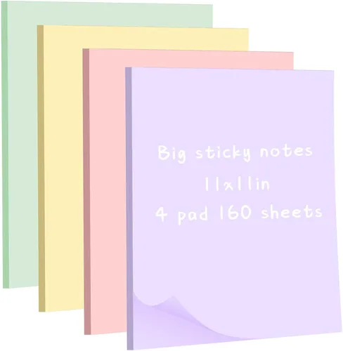 Miniatura 9 de Harloon Notas adhesivas grandes de 11 x 11 pulgadas, notas adhesivas jumbo para oficina, hogar, reuniones, 40 hojas/bloc de notas