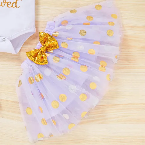 Miniatura 6 de Conjunto de ropa para bebé recién nacida con estampado de letras, falda tutú, diadema, calentador de leggings, ropa para llegar a casa