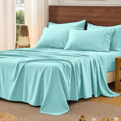 Miniatura 38 de Bedlifes Juego de sábanas de 100 % lino francés tamaño Queen, estampado floral, patrón botánico transpirable, bolsillo profundo de 16 pulgadas, 4