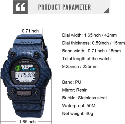 Miniatura 7 de CakCity Reloj deportivo LED de camuflaje para niños, impermeable, digital, electrónico, militar, reloj de pulsera para niños con alarma luminosa