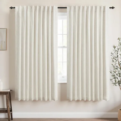 Miniatura 94 de KOUFALL - Cortinas de medio estilo francés de lino para ventana, juego de 2 cortinas cortas de 40 pulgadas de longitud, para privacidad, cortinas