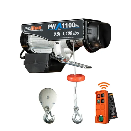 Prowinch Polipasto eléctrico, 110 V, capacidad de elevación de 1100 libras, altura de elevación de 38 pies, control remoto inalámbrico,