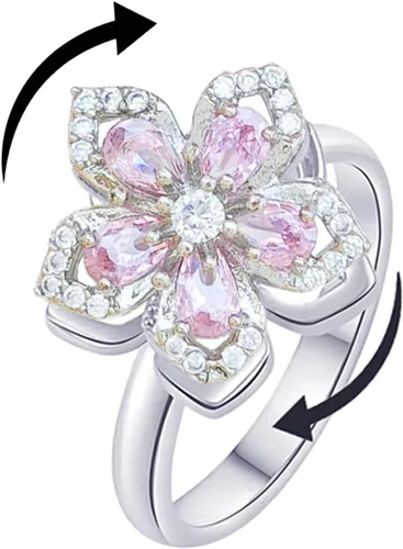 Miniatura 40 de Sunflower Ring Spinning Fidget Rings for Anxiety Open Adjustable Spinner Sun Ring Creative Relieving Stress Rotating Jewelry