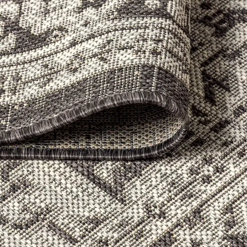 Miniatura 4 de Eyely BMS101D-28 - Alfombra de pasillo con textura de medallón de Santa Mónica Slesi, para interiores y exteriores, estilo costero, bohemio, Gris