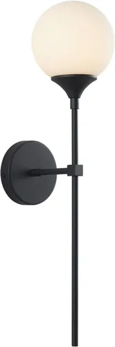 KCO Lighting - Aplique de pared negro mate minimalista y moderno, para lámpara industrial vintage con globo de vidrio blanco, para pasillo, Negro +