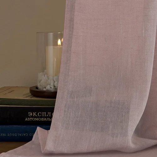 Miniatura 6 de Miss SELETEX - Cortinas traslúcidas de lino natural rosa rubor para sala de estar, elegantes cortinas para ventana lisas con ojales filtrantes