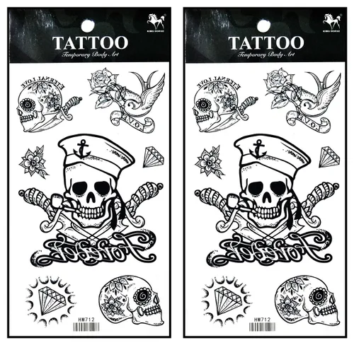 Miniatura 17 de Tatuajes 2 hojas de plumas negras de fantasía temporales tatuajes adhesivos falsos cuerpo brazo pecho hombro tatuajes para adolescentes, hombres