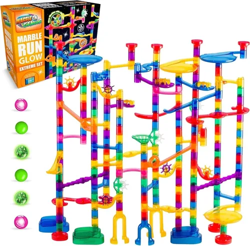 Miniatura 9 de Marble Genius Glow Marble Run Super Set - 200 piezas completas + aplicación de instrucciones gratuita y manual de instrucciones a todo