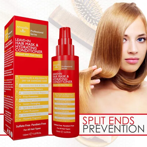 Miniatura 8 de Arvazallia Mascarilla capilar sin enjuague y acondicionador hidratante en aerosol para cabello seco o dañado, acondicionador e hidratante de grado