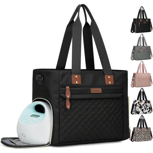 Pritent Bolsa de Pañales Tote para Mamá Trabajadora, Bolsa de Pañales de Viaje Grande para Mamá y Papá con Funda para Laptop de 14 Pulgadas, Bolsa