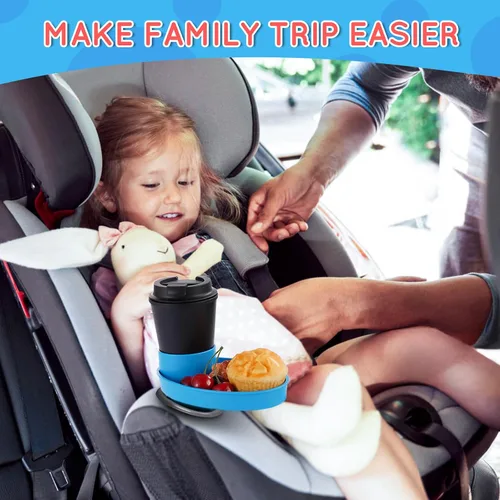 Miniatura 7 de Bandeja de asiento de automóvil – para portavasos de 2.5 a 2.8 pulgadas, expande fácilmente la bandeja para aperitivos en taza de 360° y bandeja