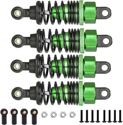 Miniatura 4 de Amortiguador de amortiguadores de choques RC rellenos de aceite de aluminio para Tamiya TT01 Mf-01x 1/10 RC Car Upgrade Parts 4 unids/set (verde)