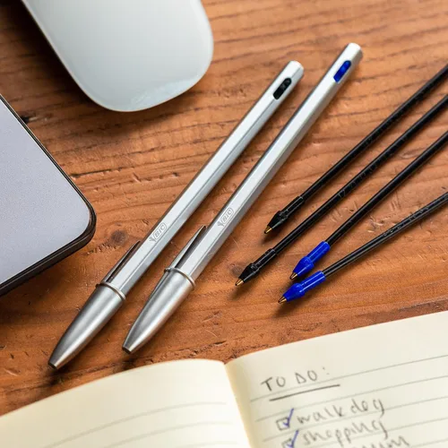 Miniatura 7 de BIC Cristal Re'New - Bolígrafo recargable de alta calidad, en negro y azul, paquete de 2 unidades, incluye 2 recambios de cada