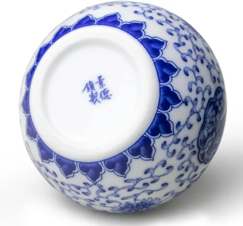 Miniatura 4 de Dahlia Bote de té de porcelana azul y blanco para té suelto, hermético Jingdezhen Tea Caddy, peonía 250 ML