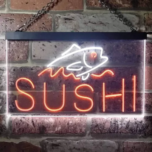 Miniatura 15 de ADVPRO Sushi Fish Sashimi Restaurant - Letrero de neón LED de doble color, azul y rojo, 12 x 8.5 pulgadas, st6s32-i3334-br