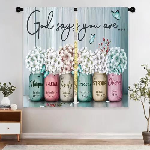 Miniatura 38 de Cortinas de Cocina de Girasol Estilo Granja, Cortinas de Ventana Cortas Pequeñas de Café con Flores Rústicas Florales del Campo, Cortinas de Ventana