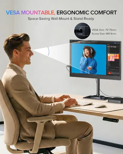 Miniatura 6 de Newsoul Monitor portátil de 15.6 pulgadas, monitor de viaje ultra delgado 108% sRGB 2000:1 contraste USB C Mini HDMI Plug & Play Monitor IPS