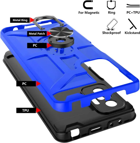 Miniatura 6 de Funda para Xiaomi Redmi Note 10 Pro, Redmi Note 10 Pro MAX con 3 protectores de pantalla de vidrio templado, soporte de anillo integrado y soporte