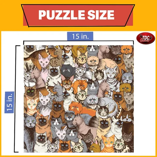 Miniatura 9 de TDC Games Rompecabezas más difícil del mundo – Gatos – 500 piezas de doble cara – 15 pulgadas