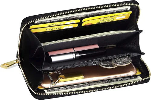 Miniatura 3 de Cartera larga para mujer, monedero con cremallera, cartera de cuero, Bandera del orgullo transgénero, Gótico