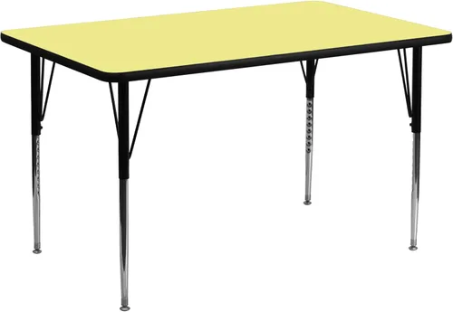 Miniatura 4 de Flash Furniture Mesa de actividades laminada térmica rectangular de roble de 24 pulgadas de ancho x 48 pulgadas de largo, patas ajustables en altura
