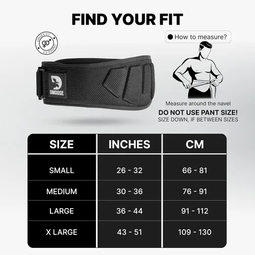Miniatura 2 de Cinturón DMoose Fitness para levantamiento de pesas para sentadillas, peso muerto y entrenamiento intenso - Cinturón de 15cm ajustable con bloqueo