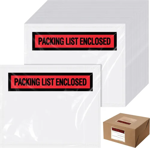 Miniatura 4 de 1000 bolsas para sobres de embalaje, transparentes autoadhesivas, fundas impermeables para listas de embalaje, sobres, bolsillos, carga superior