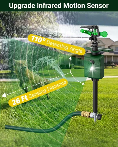 Miniatura 6 de Aspersor activado por movimiento, repelente solar de animales para exteriores, disuasorio de ciervos y gatos con sensor de movimiento y luces
