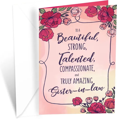 Tarjeta de cumpleaños de Prime Greetings para cuñada, fabricada en Estados Unidos, ecológica, cartulina gruesa con sobre premium 5in x 7.75in,