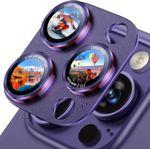 Miniatura 27 de Uyiton Protector de lente de cámara para iPhone 17 Pro - [Tipografía única + lente de teléfono diseño de círculo rojo] Cubierta de cámara de vidrio