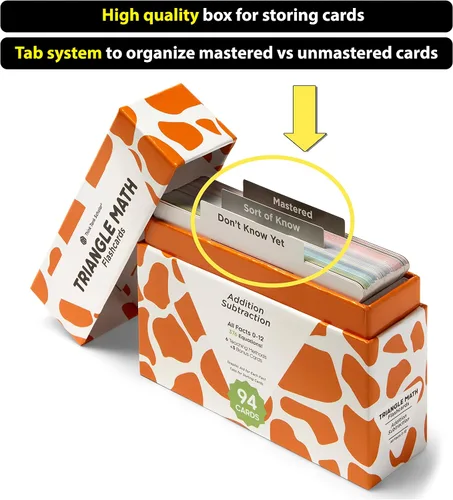 Miniatura 6 de Think Tank Scholar Juego de tarjetas flash triangulares de suma y resta (376 ecuaciones matemáticas), todos los hechos 0-12 - codificados por