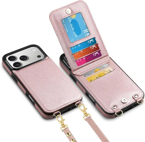 Miniatura 40 de Vofolen Funda para iPhone 11 con tarjetero con bloqueo RFID, correa ajustable, cierre magnético, resistente, a prueba de golpes, funda protectora
