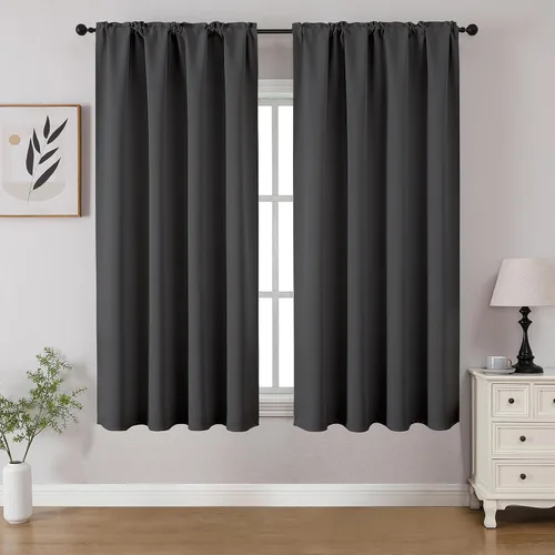 Miniatura 53 de CUCRAF - Cortinas opacas beige de 45 pulgadas, juego de 2 paneles con bolsillo para barra, cortinas para oscurecer dormitorios y sala de estar
