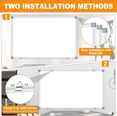 Miniatura 4 de H-Qprobd Pizarra blanca grande de borrado en seco para pared, 72 x 40 pulgadas, pizarra blanca magnética con bandeja larga para bolígrafos, pizarras