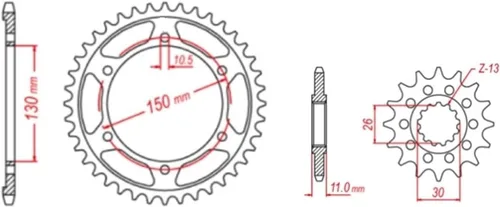 Miniatura 3 de FIT for TDM900 5PS TDM900A FZ8 FZ8N FZ8S FZ-8 FZ-8S FZ-8N Front And Rear Sprocket Gear Starter(Front)