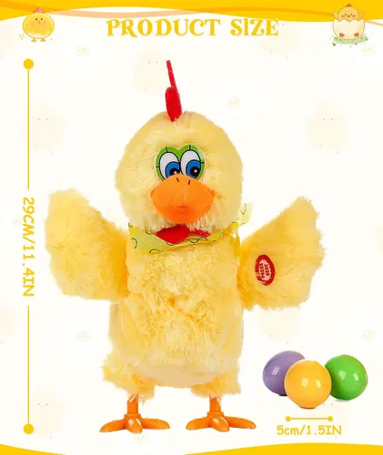 Miniatura 2 de Muñeca de juguete de animal de pollo de Pascua que pone huevo eléctrico loco juguete de pollo de felpa con música sonora