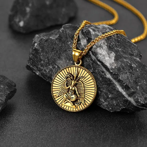 Miniatura 9 de FaithHeart Leviathan Satanic Brimstone Cross Necklace, Gold Plated Stainless Steel Satan Church Jewelry, Alchemical Symbol for Brimstone Pendant