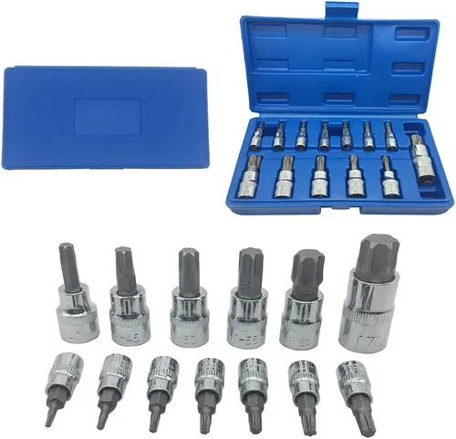 Miniatura 3 de Mainpoint Star Torx - Juego de llaves de vaso (13 piezas, T8 - T70 CRV, 1/2", 3/8", 1/4")