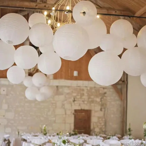 Miniatura 2 de 10 linternas de papel blanco chinas, japonesas, decorativas, redondas, colgantes, de 12 pulgadas, para San Valentín, aniversario, boda, graduación