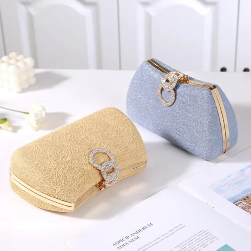 Miniatura 3 de Dreubea Bolso de noche de moda para mujer, bolso de embrague con cadena Champán