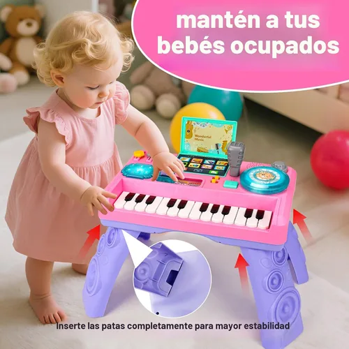 Miniatura 3 de Mesa de DJ para bebés de 1 a 3 años con música y luz, juguetes musicales de piano para bebés de 6 a 9 a 12 a 18 meses, mesa de actividades
