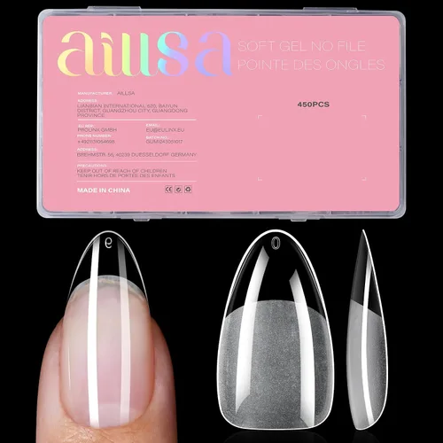 Miniatura 10 de AILLSA Puntas de uñas cuadradas extra cortas – 240 puntas de uñas postizas prelimadas gruesas puntas de uñas medio mate, uñas postizas para regalo