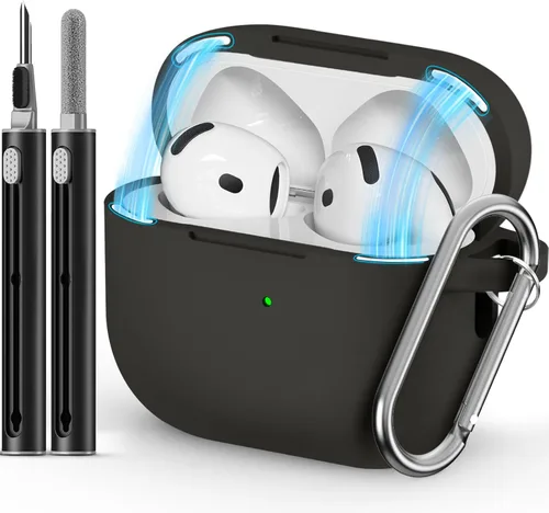 Ljusmicker – Funda para AirPods 4 (2024) con cierre magnético en la tapa y juego de limpieza, funda protectora de silicona suave para Apple AirPods