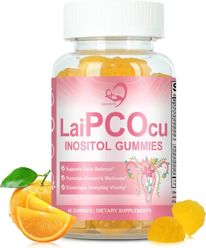 Gomitas de inositol PCOS para el equilibrio ovárico y hormonal, 60 unidades de gomitas PCOS con mio-inositol, folato y zinc que ayudan al ciclo