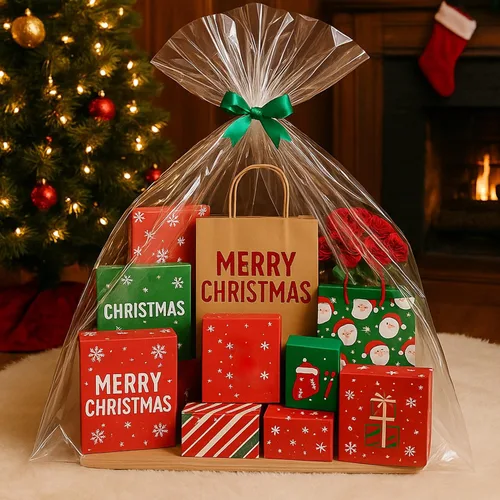 Miniatura 7 de Morepack Bolsas de celofán extra grandes para cestas de regalo de 50 x 60 pulgadas, bolsas de celofán transparente grandes jumbo, 5 piezas