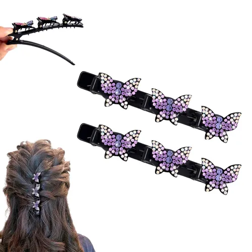 Miniatura 22 de Pinzas para el cabello trenzadas con piedra de cristal brillante para mujeres y niñas, pinzas para el cabello con diamantes de imitación 2025