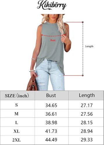Miniatura 6 de KIKIBERRY Camiseta sin mangas halter para mujer elegante casual holgada cuello alto